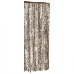 vidaXL Cortina antimoscas chenilla gris taupe y blanco 100x200 cm