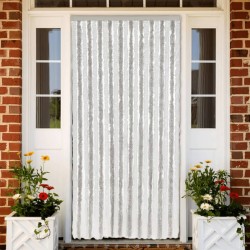 vidaXL Cortina antimoscas chenilla gris claro y blanco 100x230 cm