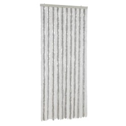 vidaXL Cortina antimoscas chenilla gris claro y blanco 100x230 cm