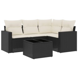 vidaXL Set de muebles de jardín 5 pzas y cojines ratán sintético negro