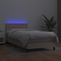 vidaXL Cama box spring colchón LED cuero sintético capuchino 100x200cm vidaXL Cama box spring colchón LED cuero sintético capuchino 100x200cm