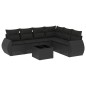 vidaXL Set de comedor de jardín 7 pzas y cojines ratán sintético negro vidaXL Set de comedor de jardín 7 pzas y cojines ratán sintético negro