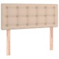 vidaXL Cama box spring colchón LED cuero sintético capuchino 100x200cm vidaXL Cama box spring colchón LED cuero sintético capuchino 100x200cm