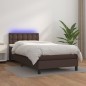 vidaXL Cama box spring y colchón LED cuero sintético marrón 90x200 cm vidaXL Cama box spring y colchón LED cuero sintético marrón 90x200 cm
