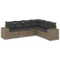 vidaXL Set de muebles de jardín 6 pzas y cojines ratán sintético gris vidaXL Set de muebles de jardín 6 pzas y cojines ratán sintético gris