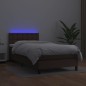 vidaXL Cama box spring y colchón LED cuero sintético marrón 90x200 cm vidaXL Cama box spring y colchón LED cuero sintético marrón 90x200 cm