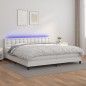 vidaXL Cama box spring colchón y LED cuero sintético blanco 200x200 cm