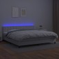 vidaXL Cama box spring colchón y LED cuero sintético blanco 200x200 cm