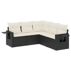 vidaXL Set de muebles de jardín 5 pzas y cojines ratán sintético negro