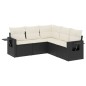 vidaXL Set de muebles de jardín 5 pzas y cojines ratán sintético negro vidaXL Set de muebles de jardín 5 pzas y cojines ratán sintético negro