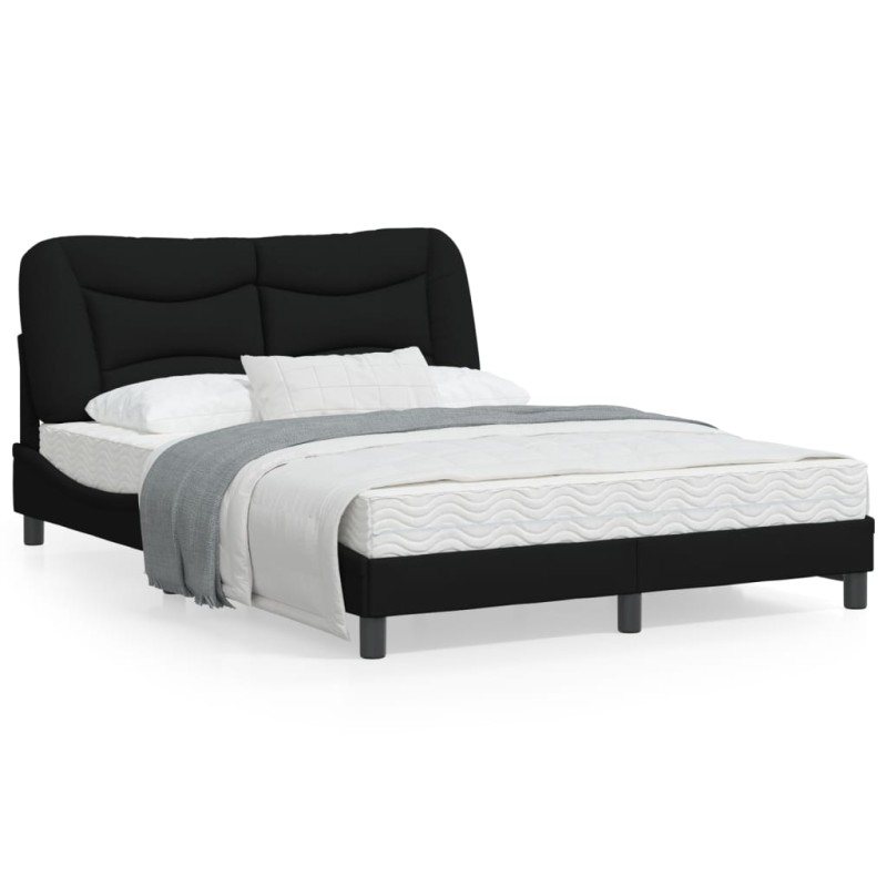 vidaXL Estructura de cama con cabecero de tela negro 140x190 cm vidaXL Estructura de cama con cabecero de tela negro 140x190 cm