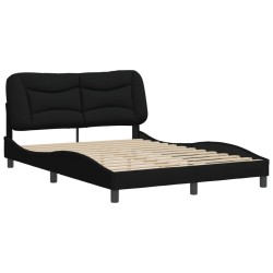 vidaXL Estructura de cama con cabecero de tela negro 140x190 cm