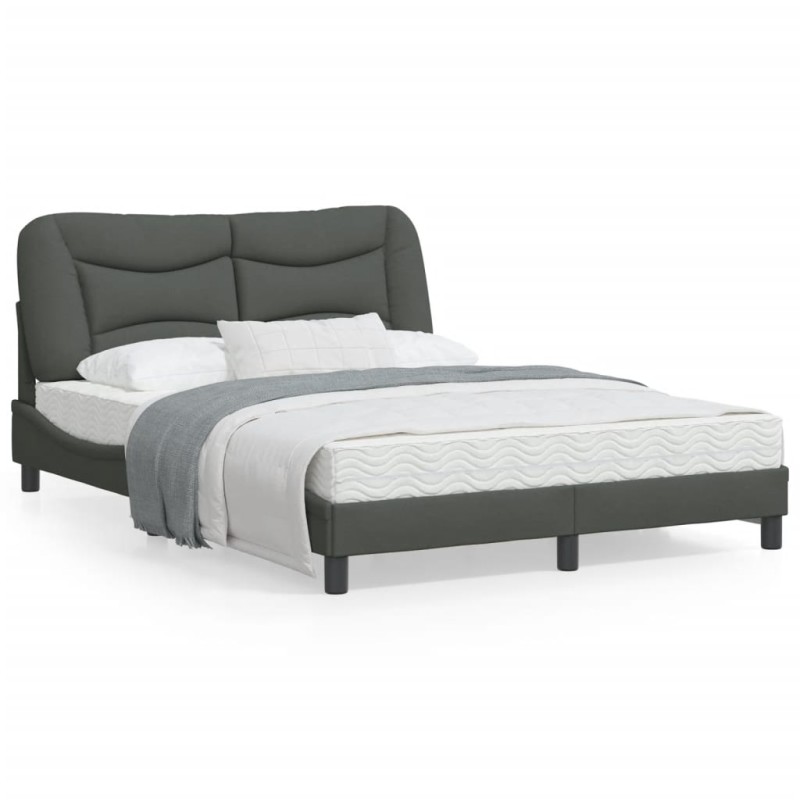 vidaXL Estructura de cama con cabecero de tela gris oscuro 140x200 cm vidaXL Estructura de cama con cabecero de tela gris oscuro 140x200 cm