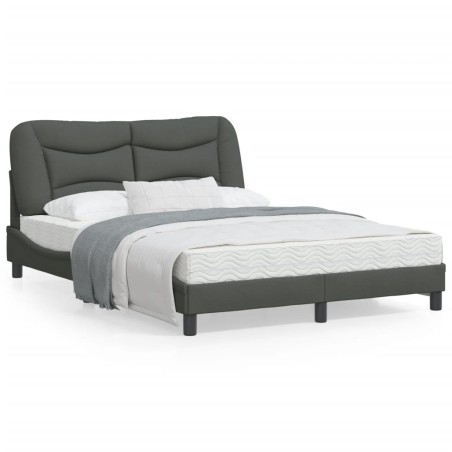 vidaXL Estructura de cama con cabecero de tela gris oscuro 140x200 cm