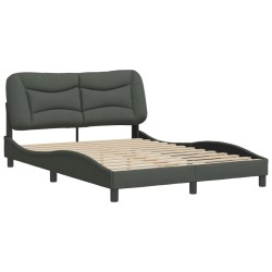 vidaXL Estructura de cama con cabecero de tela gris oscuro 140x200 cm
