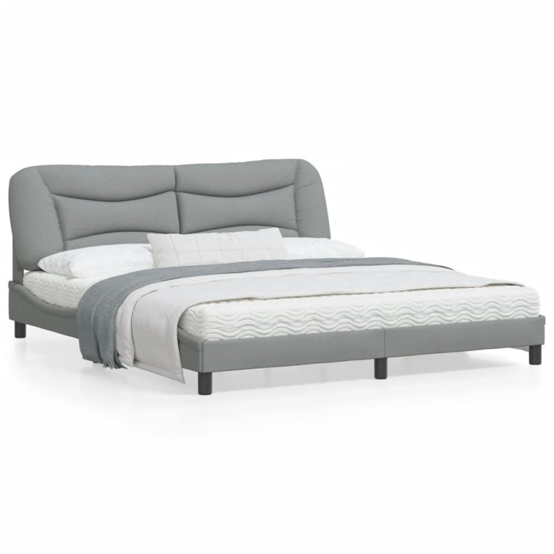 vidaXL Estructura de cama con cabecero gris claro tela 180x200 cm vidaXL Estructura de cama con cabecero gris claro tela 180x200 cm