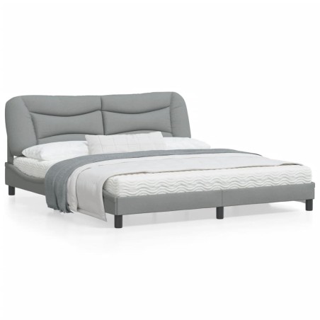 vidaXL Estructura de cama con cabecero gris claro tela 180x200 cm
