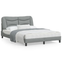 vidaXL Estructura de cama con cabecero de tela gris claro 140x190 cm