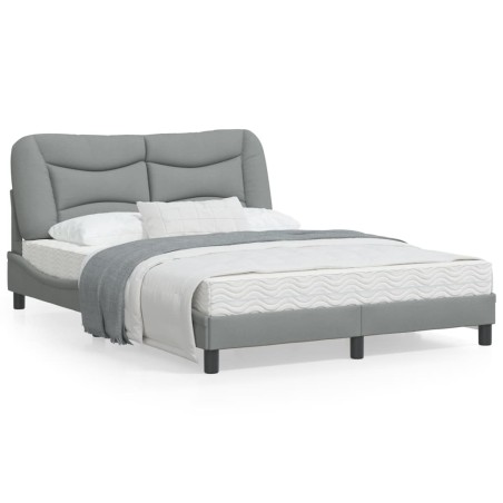 vidaXL Estructura de cama con cabecero de tela gris claro 140x190 cm