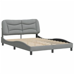 vidaXL Estructura de cama con cabecero de tela gris claro 140x190 cm