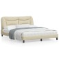 vidaXL Estructura de cama con cabecero de tela color crema 160x200 cm vidaXL Estructura de cama con cabecero de tela color crema 160x200 cm