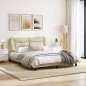 vidaXL Estructura de cama con cabecero de tela color crema 160x200 cm vidaXL Estructura de cama con cabecero de tela color crema 160x200 cm