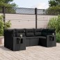 vidaXL Set de sofás de jardín 6 piezas y cojines ratán sintético negro vidaXL Set de sofás de jardín 6 piezas y cojines ratán sintético negro