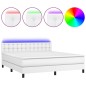 vidaXL Cama box spring colchón y LED cuero sintético blanco 180x200 cm vidaXL Cama box spring colchón y LED cuero sintético blanco 180x200 cm