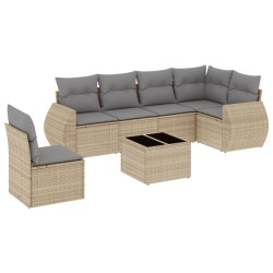 vidaXL Set sofás de jardín 7 piezas y cojines ratán sintético beige