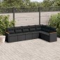 vidaXL Set de comedor de jardín 7 pzas y cojines ratán sintético negro vidaXL Set de comedor de jardín 7 pzas y cojines ratán sintético negro