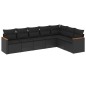 vidaXL Set de comedor de jardín 7 pzas y cojines ratán sintético negro vidaXL Set de comedor de jardín 7 pzas y cojines ratán sintético negro