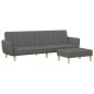 vidaXL Sofá cama de 2 plazas con taburete tela gris oscuro vidaXL Sofá cama de 2 plazas con taburete tela gris oscuro