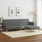 vidaXL Sofá cama de 2 plazas con taburete tela gris oscuro vidaXL Sofá cama de 2 plazas con taburete tela gris oscuro