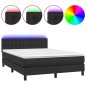 vidaXL Cama box spring colchón y LED cuero sintético negro 140x200 cm vidaXL Cama box spring colchón y LED cuero sintético negro 140x200 cm