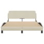 vidaXL Estructura de cama con cabecero de tela color crema 140x190 cm vidaXL Estructura de cama con cabecero de tela color crema 140x190 cm