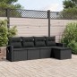 vidaXL Set de muebles de jardín 5 pzas y cojines ratán sintético negro vidaXL Set de muebles de jardín 5 pzas y cojines ratán sintético negro