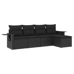 vidaXL Set de muebles de jardín 5 pzas y cojines ratán sintético negro
