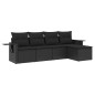 vidaXL Set de muebles de jardín 5 pzas y cojines ratán sintético negro vidaXL Set de muebles de jardín 5 pzas y cojines ratán sintético negro