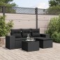 vidaXL Set de muebles de jardín 5 pzas y cojines ratán sintético negro