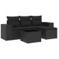 vidaXL Set de muebles de jardín 5 pzas y cojines ratán sintético negro
