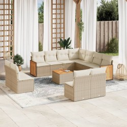 vidaXL Set de sofás de jardín 12 pzas y cojines ratán sintético marrón