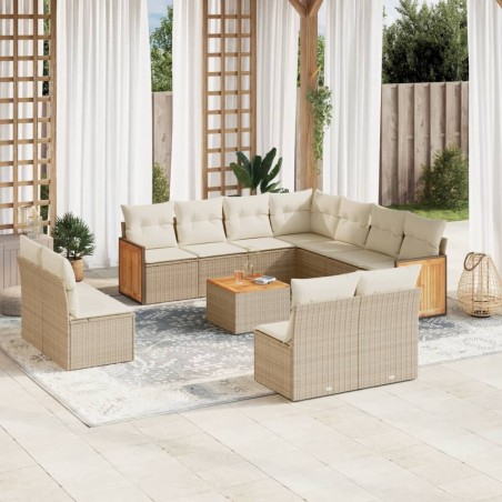 vidaXL Set de sofás de jardín 12 pzas y cojines ratán sintético marrón