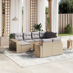 vidaXL Set de sofás de jardín 11pzas con cojines ratán sintético beige
