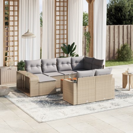 vidaXL Set de sofás de jardín 11pzas con cojines ratán sintético beige