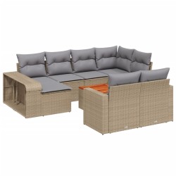 vidaXL Set de sofás de jardín 11pzas con cojines ratán sintético beige