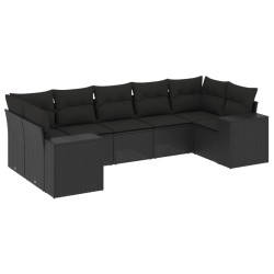 vidaXL Set de comedor de jardín 7 pzas y cojines ratán sintético negro