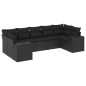 vidaXL Set de comedor de jardín 7 pzas y cojines ratán sintético negro vidaXL Set de comedor de jardín 7 pzas y cojines ratán sintético negro