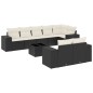 vidaXL Set de sofás de jardín 8 piezas y cojines ratán sintético negro vidaXL Set de sofás de jardín 8 piezas y cojines ratán sintético negro