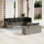 vidaXL Set de muebles de jardín 9 pzas y cojines ratán sintético gris vidaXL Set de muebles de jardín 9 pzas y cojines ratán sintético gris