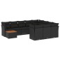 vidaXL Set de sofás de jardín 11 pzas y cojines ratán sintético negro